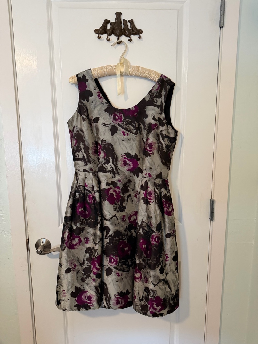 Jasmine Gray and Purple Floral Knee Length Dress